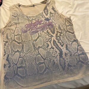 Harley-Davidson Gray and Cream Snake Print Tank